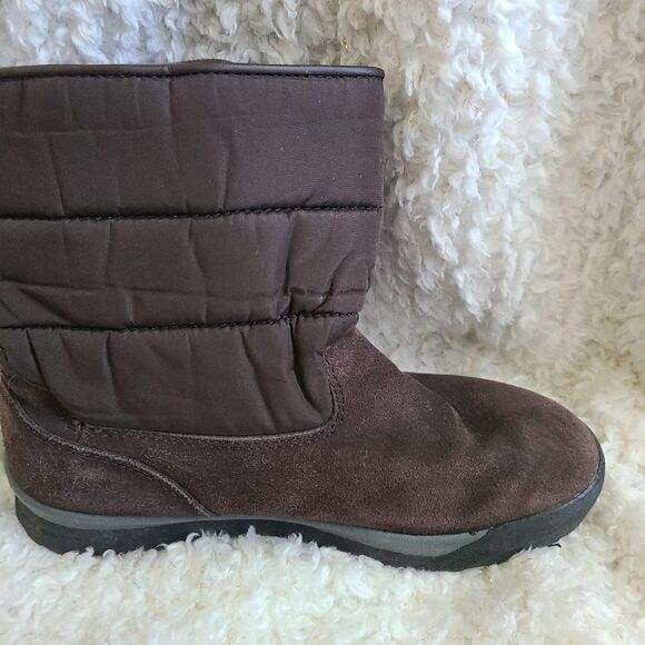 Lands End Brown Suede Pull on Snow Boots size 7 - Picture 3 of 6